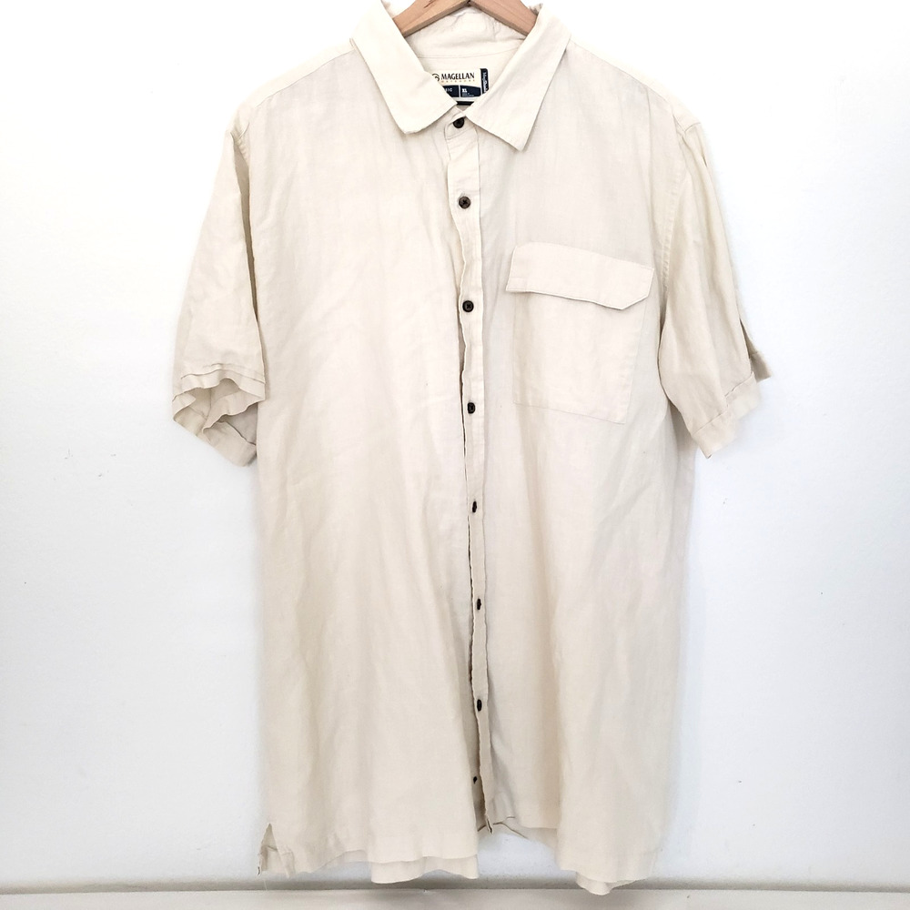 Magellan Outdoor Men SIZE XL Linen Blend Casual Fishing Hiking Shield Boat Shirt
